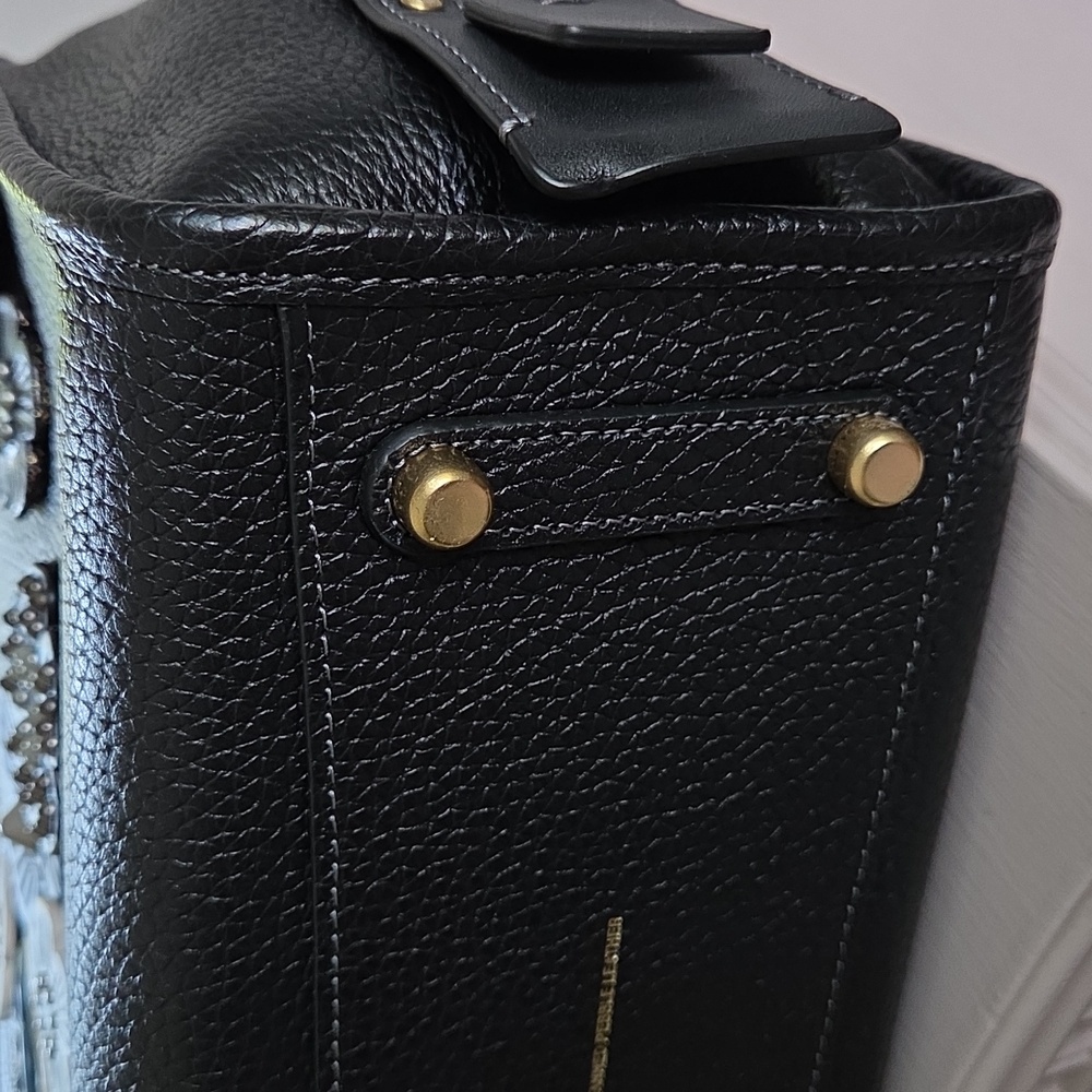 COACH Rogue 25 Black Tea Rose Leather Crossbody Bag - Picture 12 of 16